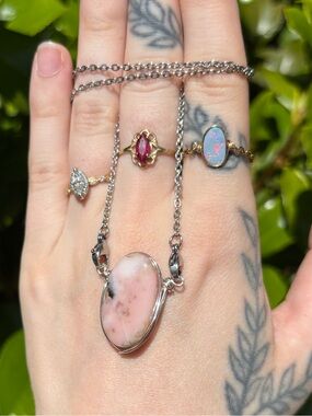 Pink opal interchangeable necklace
